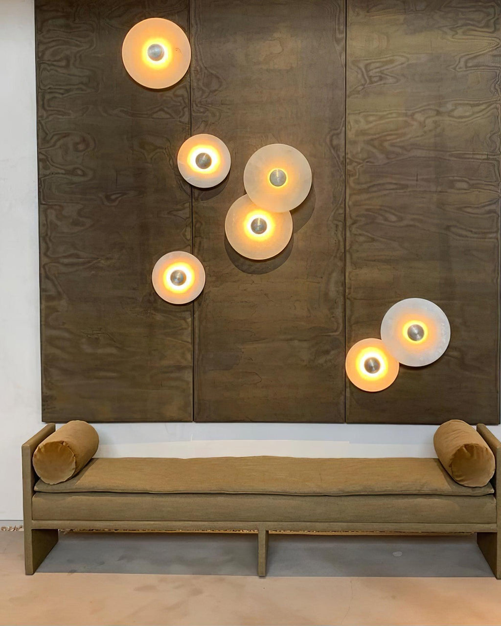 Round Alabaster Combination Wall Sconce