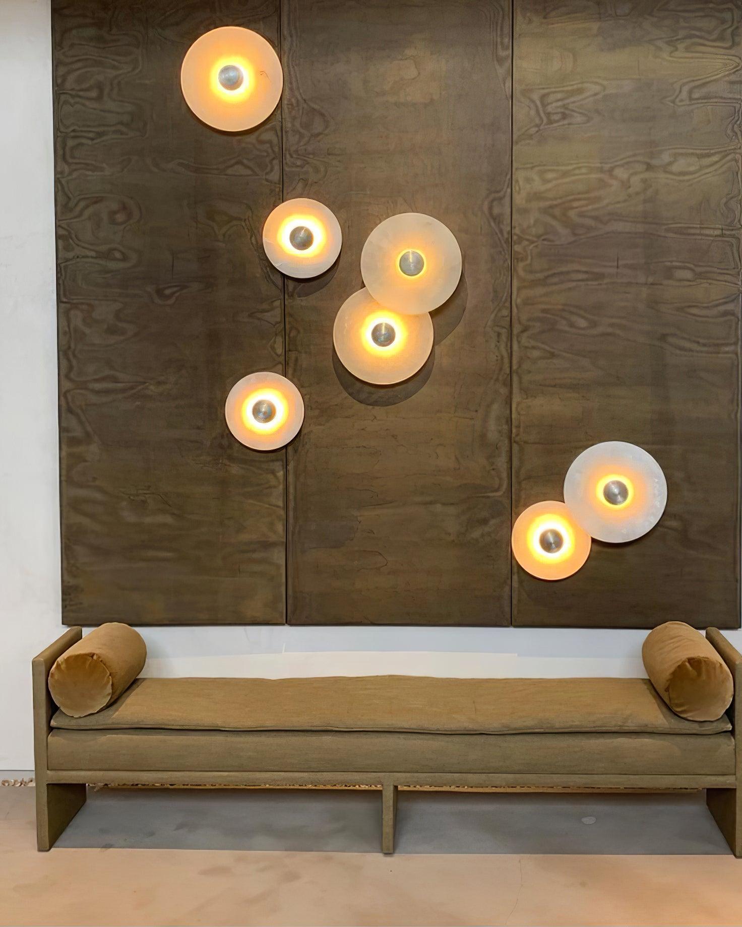 Round Alabaster Combination Wall Sconce