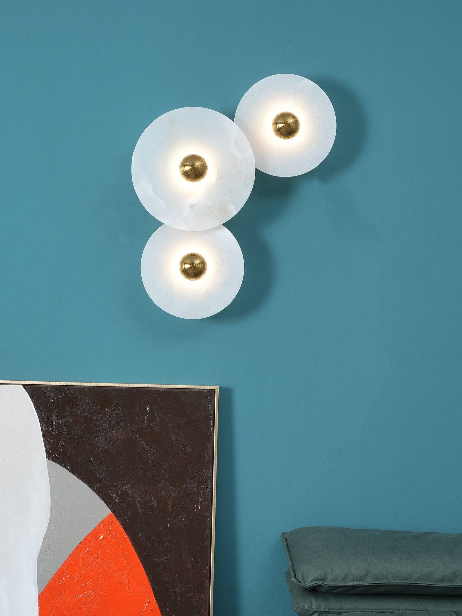 Round Alabaster Combination Wall Sconce