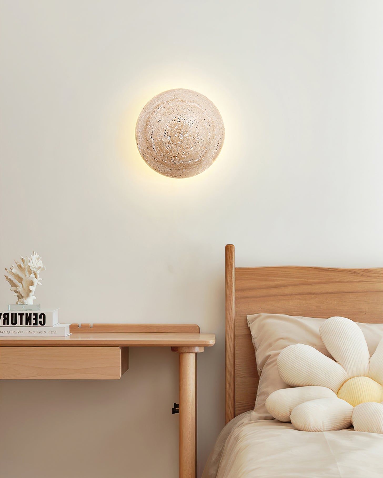 Round Travertine Wall Sconce