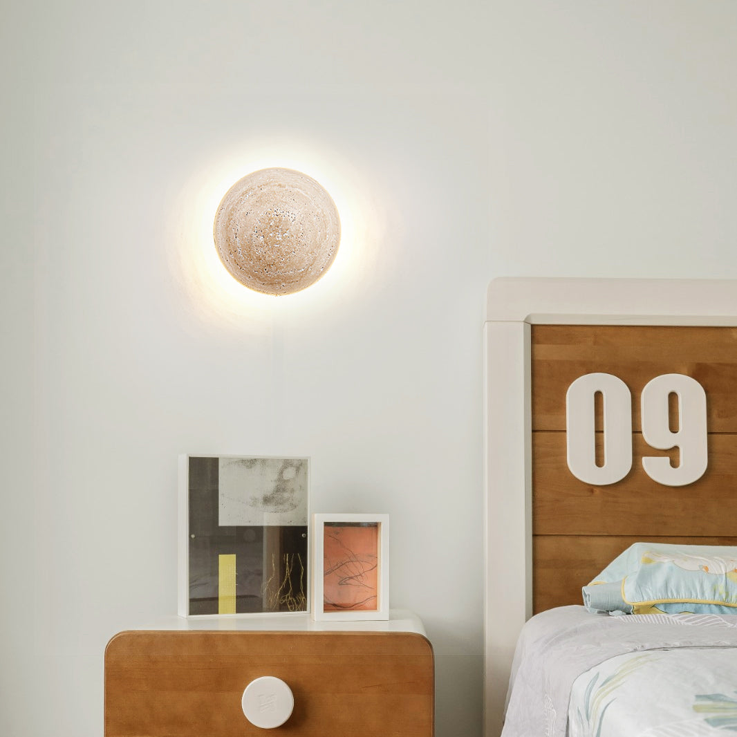 Round Travertine Wall Sconce