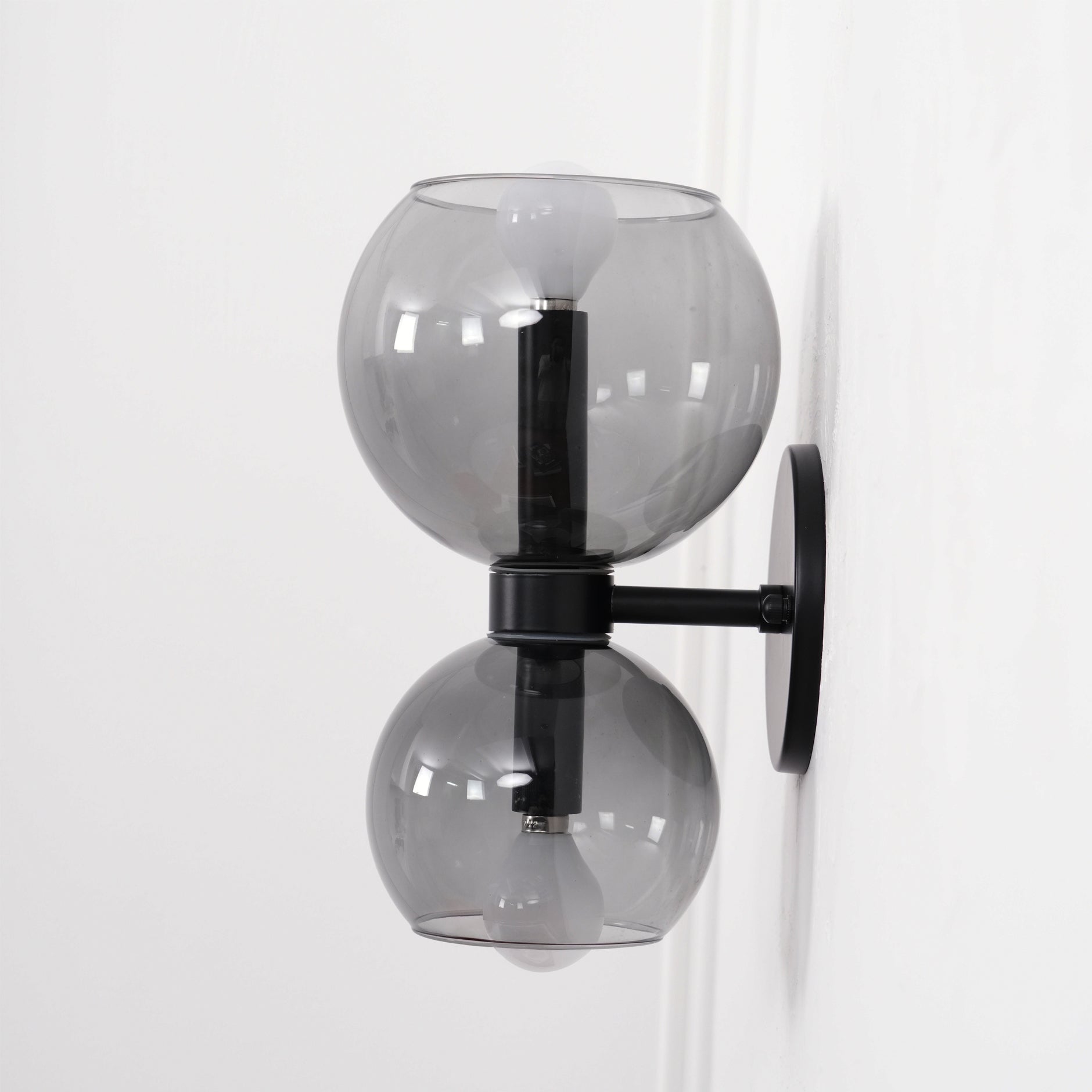 Round White Glass Bedroom Wall Lamp