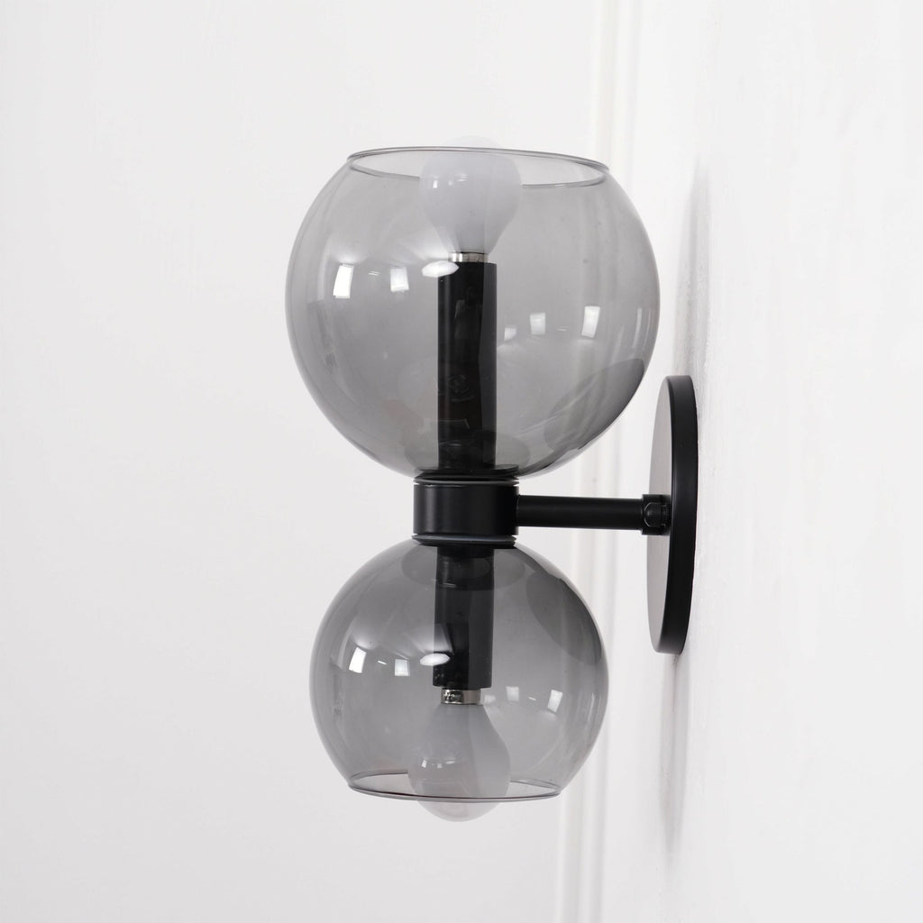 Round White Glass Bedroom Wall Lamp