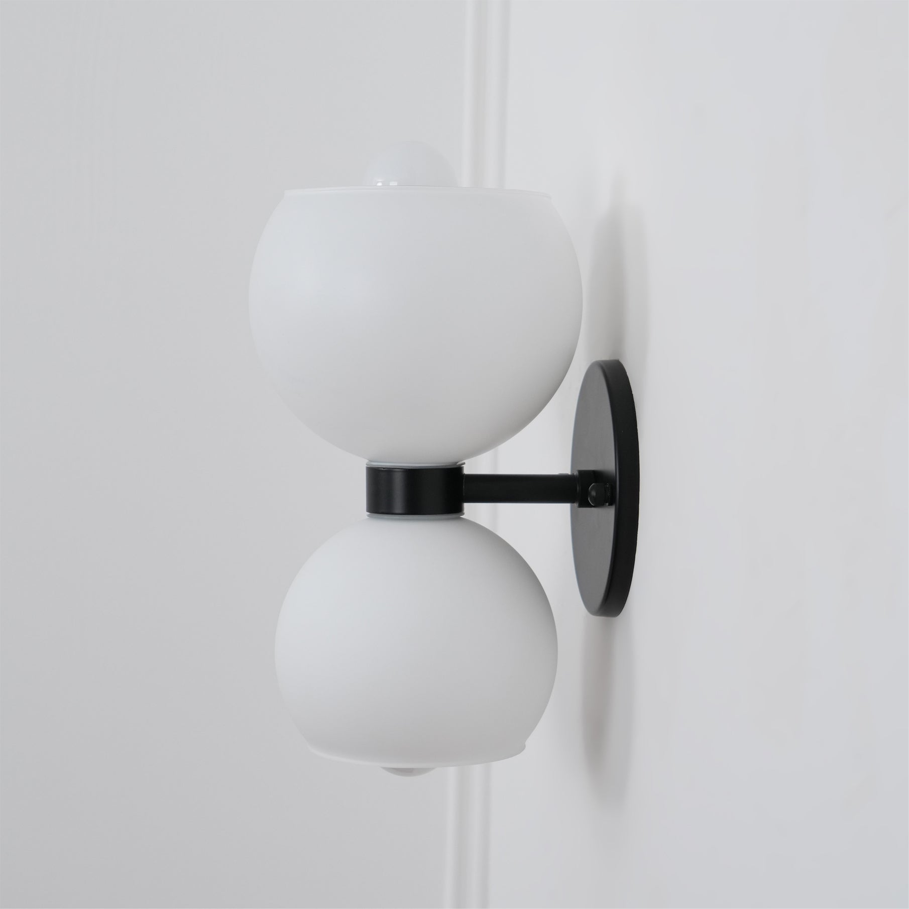 Round White Glass Bedroom Wall Lamp