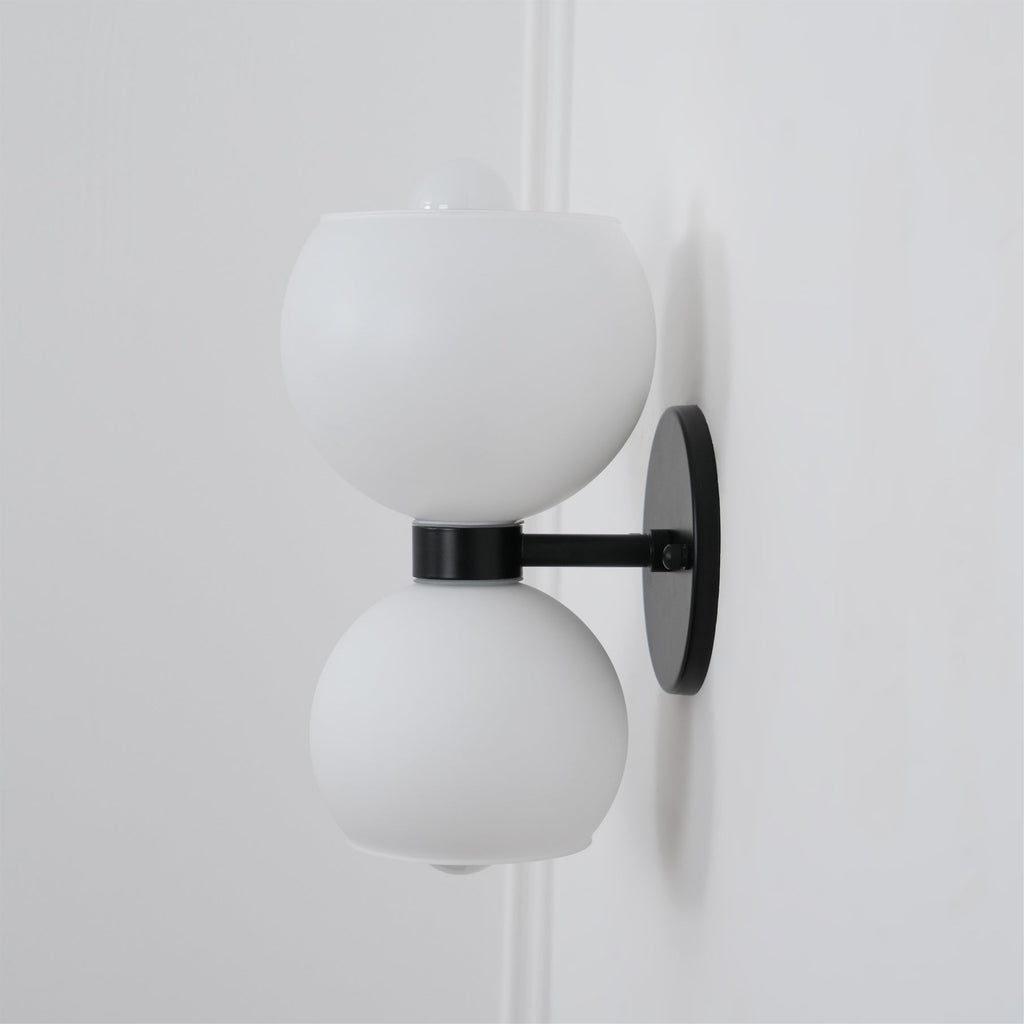 Round White Glass Bedroom Wall Lamp