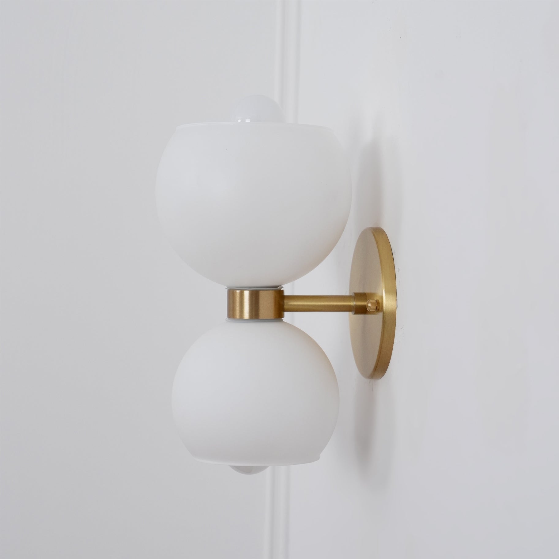 Round White Glass Bedroom Wall Lamp
