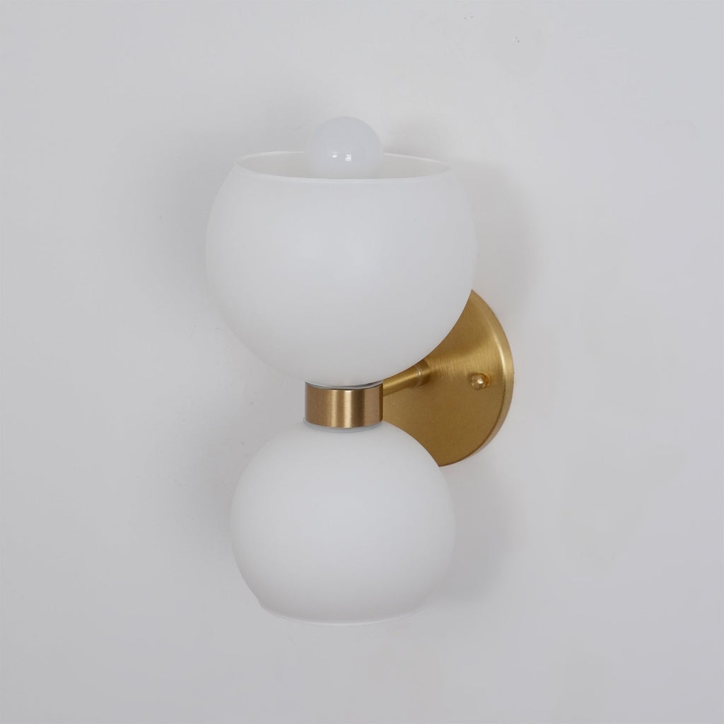 Round White Glass Bedroom Wall Lamp