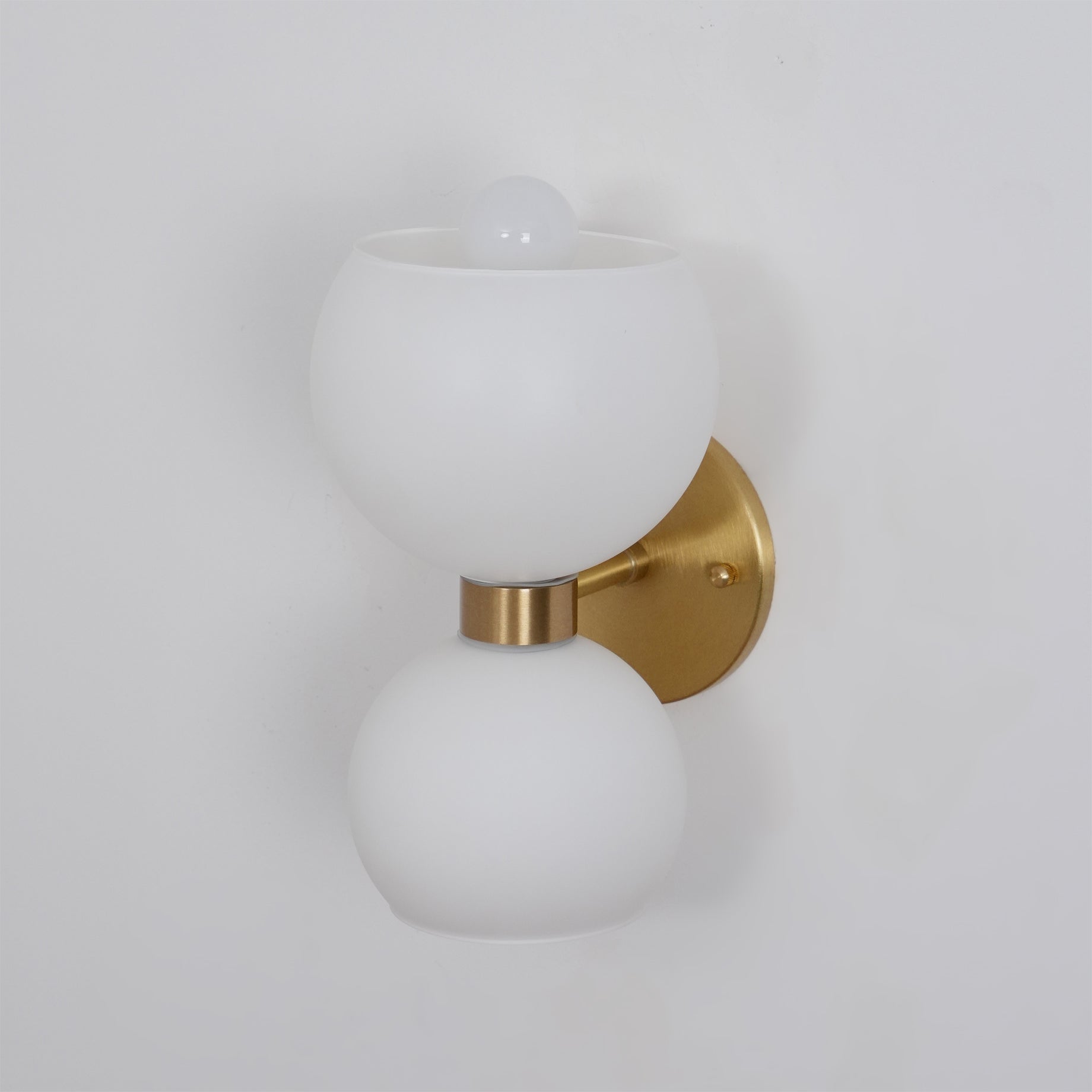Round White Glass Bedroom Wall Lamp