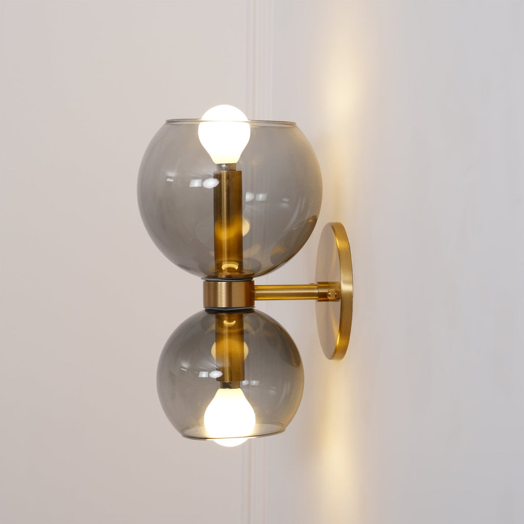 Round White Glass Bedroom Wall Lamp