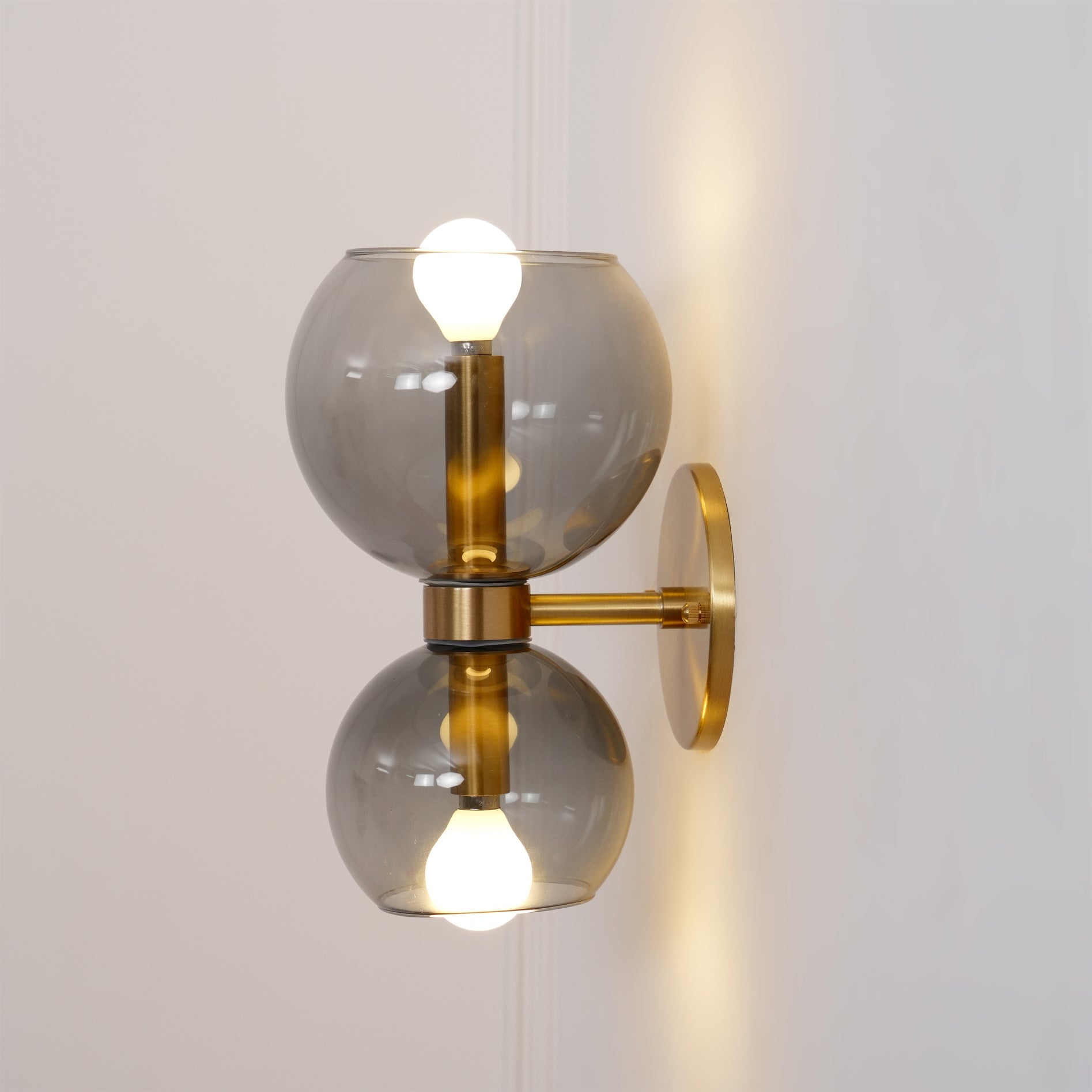 Round White Glass Bedroom Wall Lamp