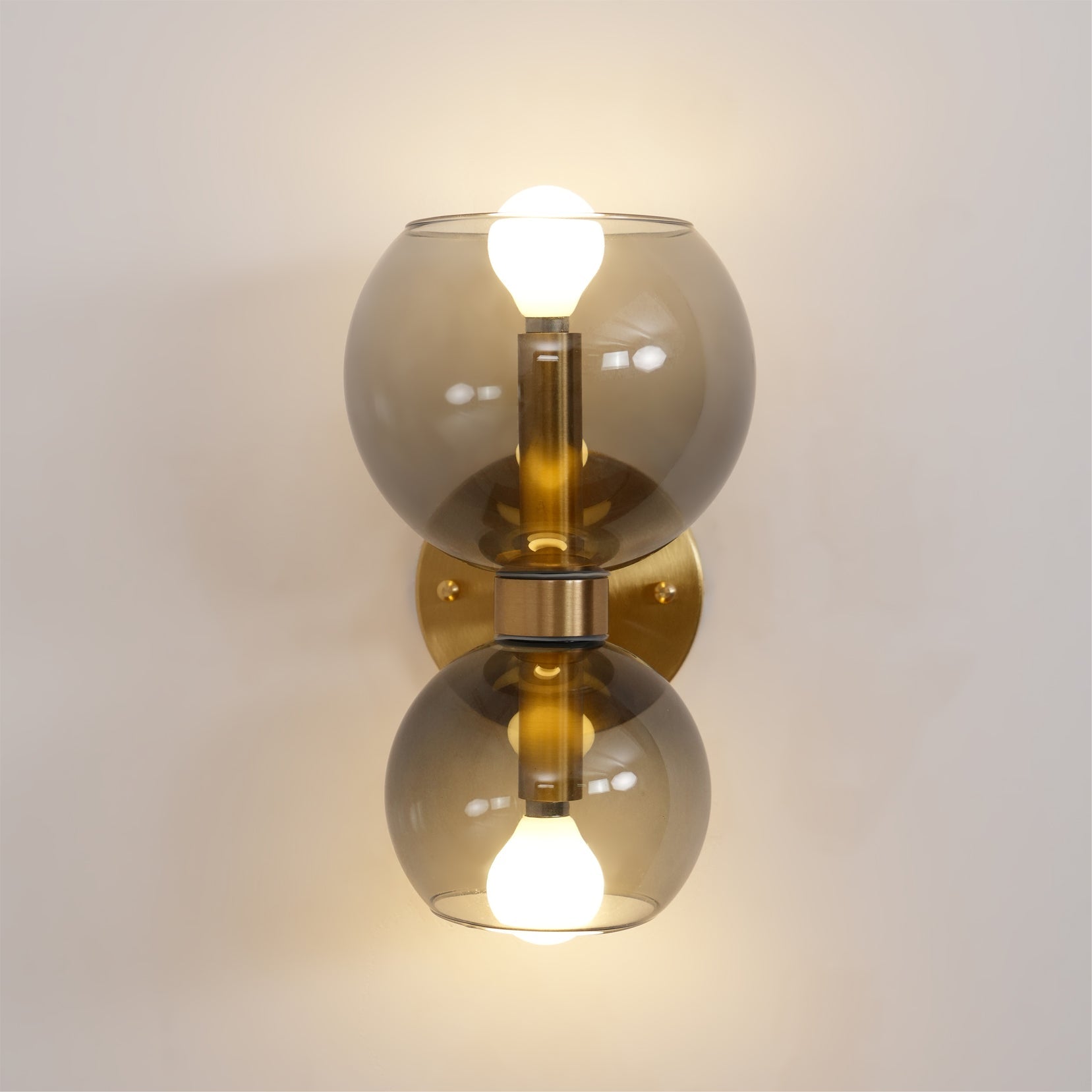 Round White Glass Bedroom Wall Lamp