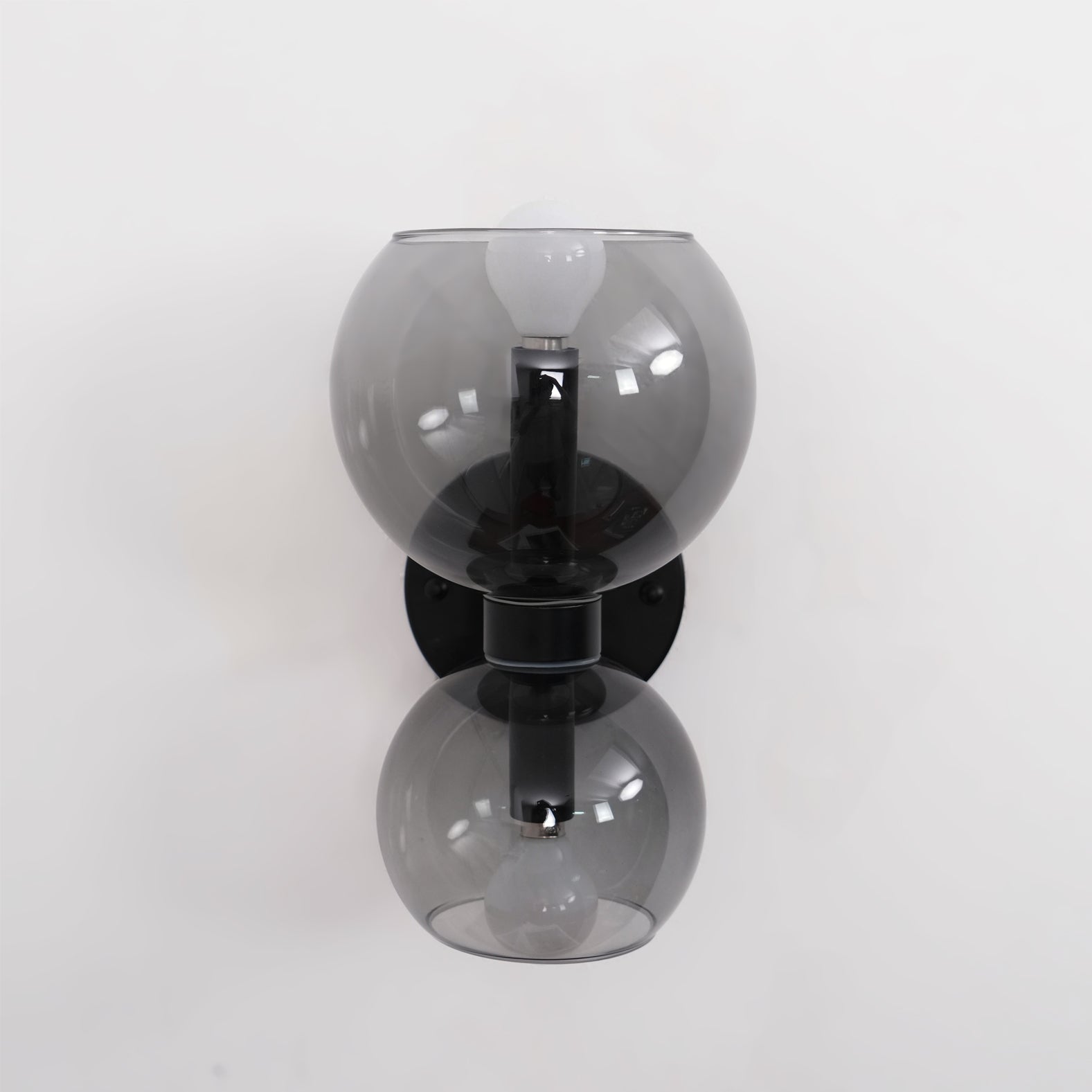 Round White Glass Bedroom Wall Lamp