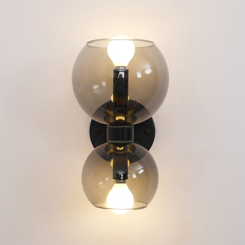 Round White Glass Bedroom Wall Lamp
