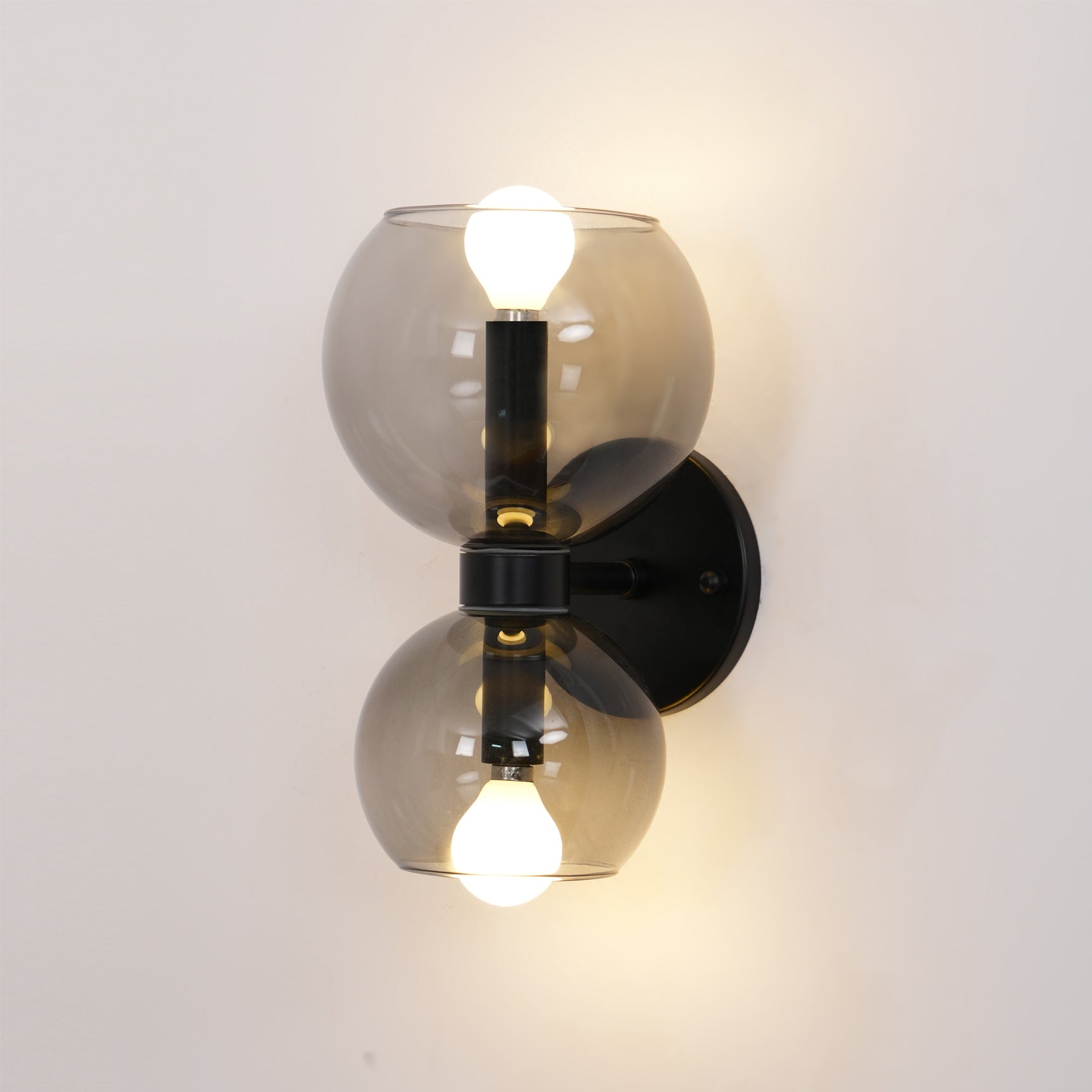 Round White Glass Bedroom Wall Lamp