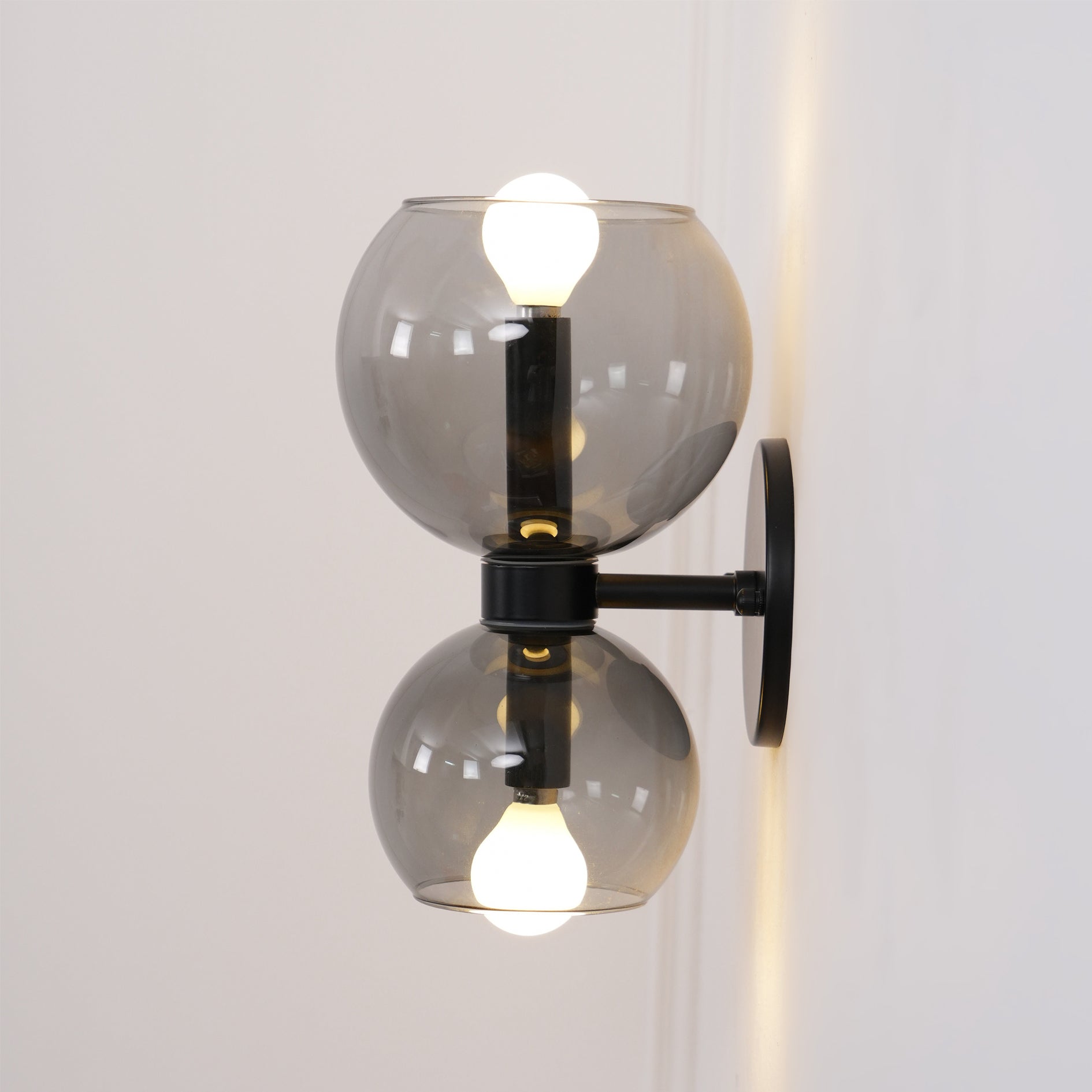 Round White Glass Bedroom Wall Lamp
