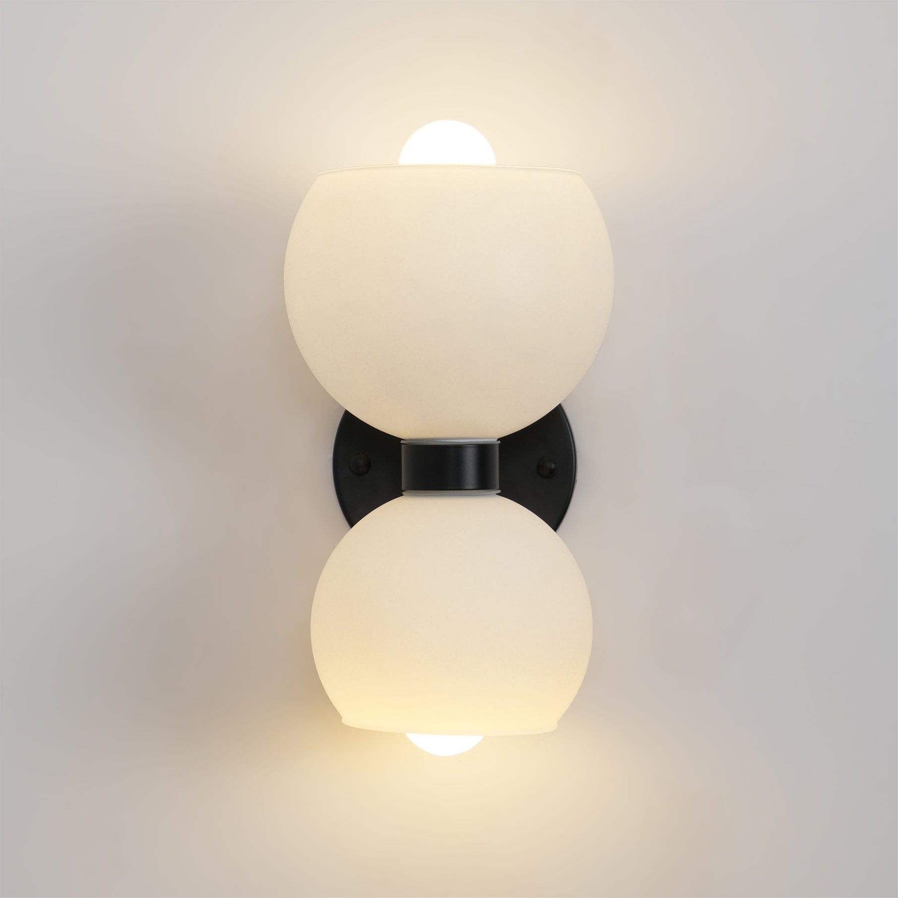 Round White Glass Bedroom Wall Lamp