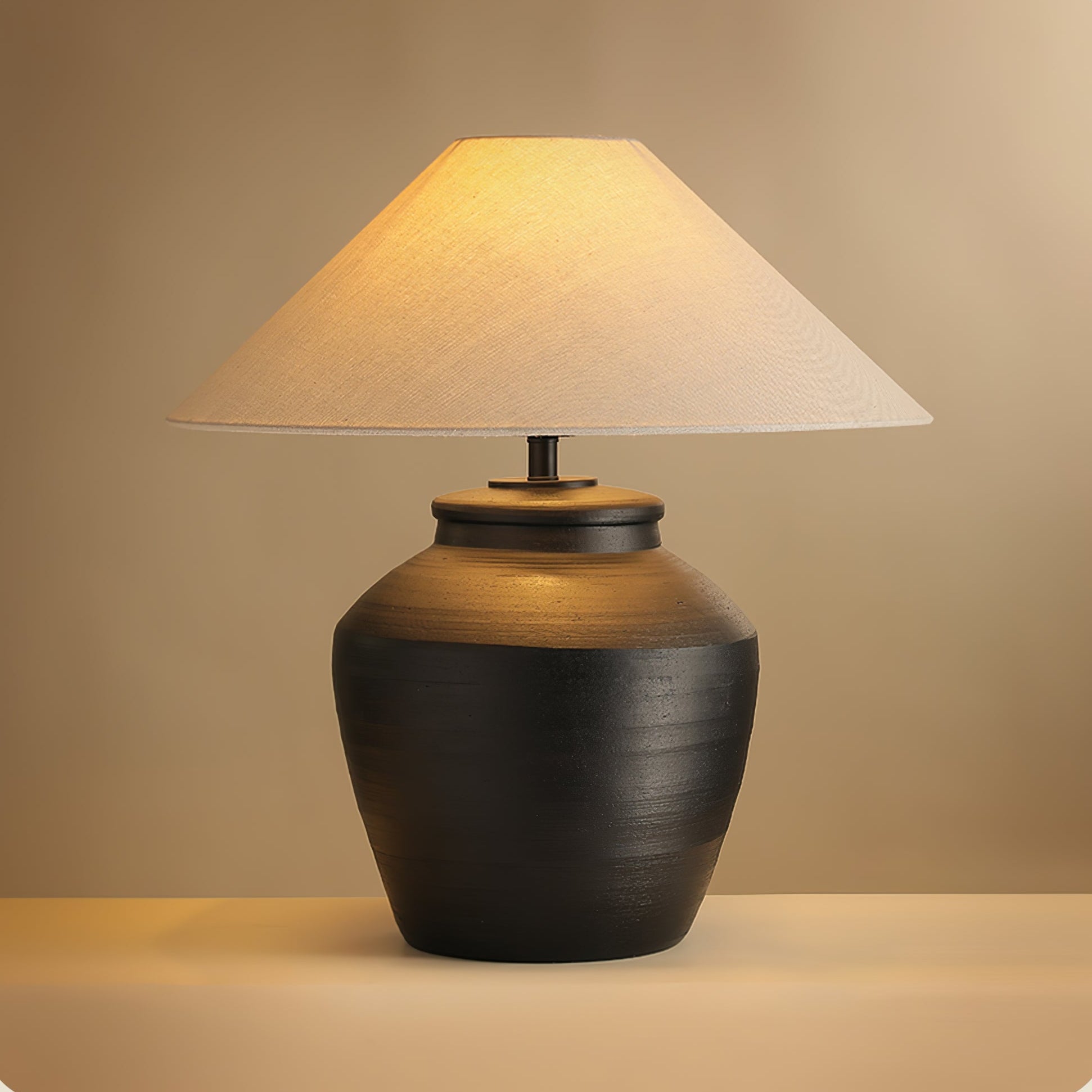 Rustic Black Ceramic Table Lamp