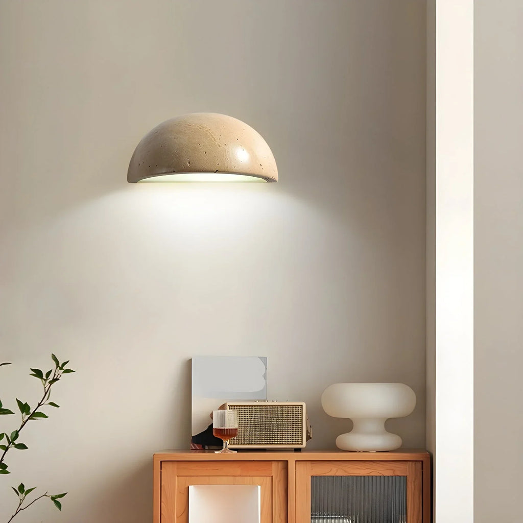 Semicircular Twilight Travertine Wall Lamp