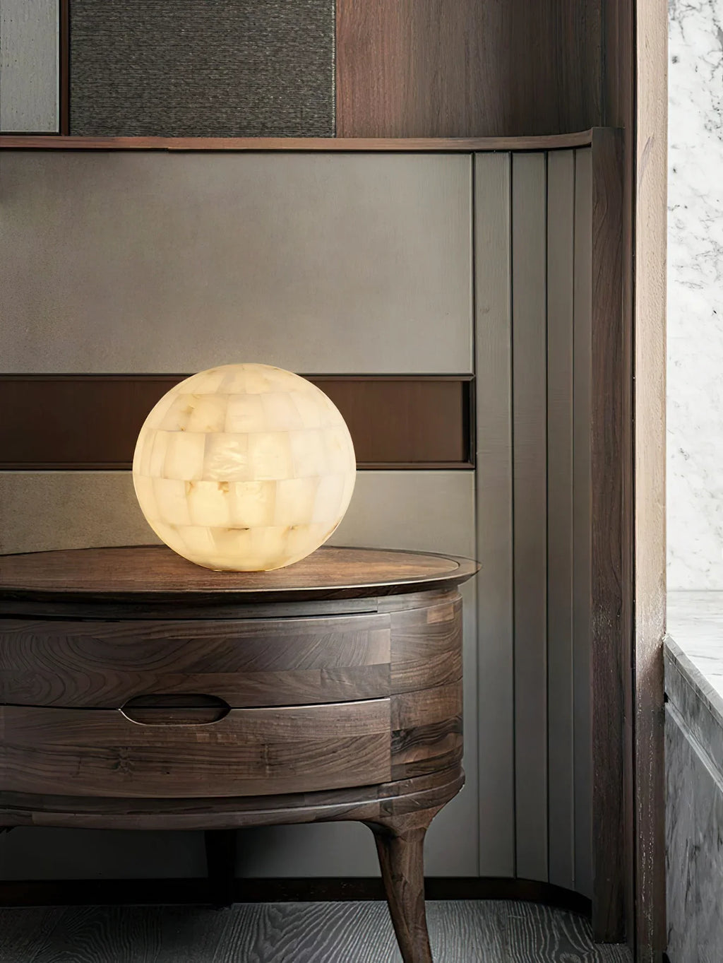 Spherical Alabaster Ball Table Lamp