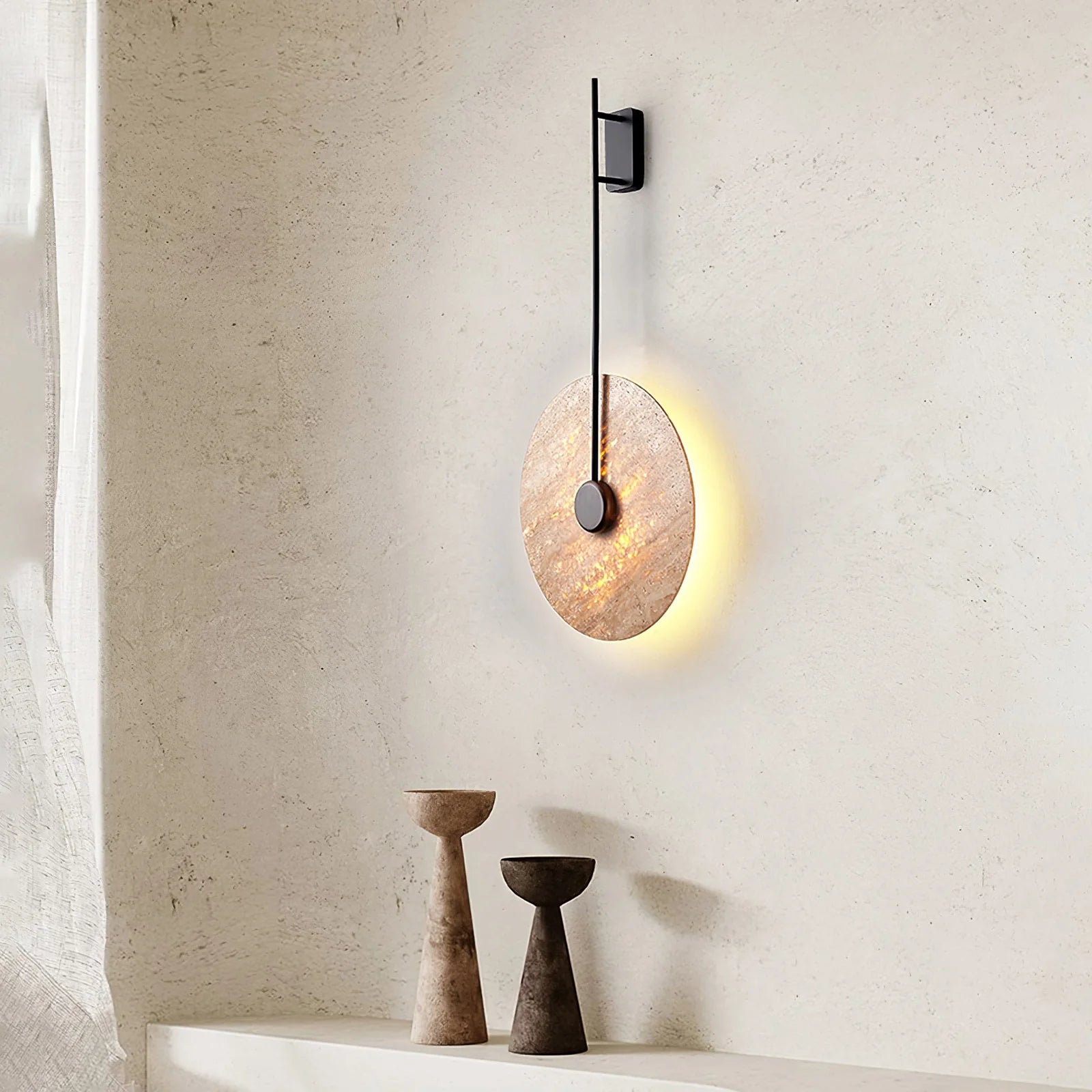 Travertine Disc Wall Lamp