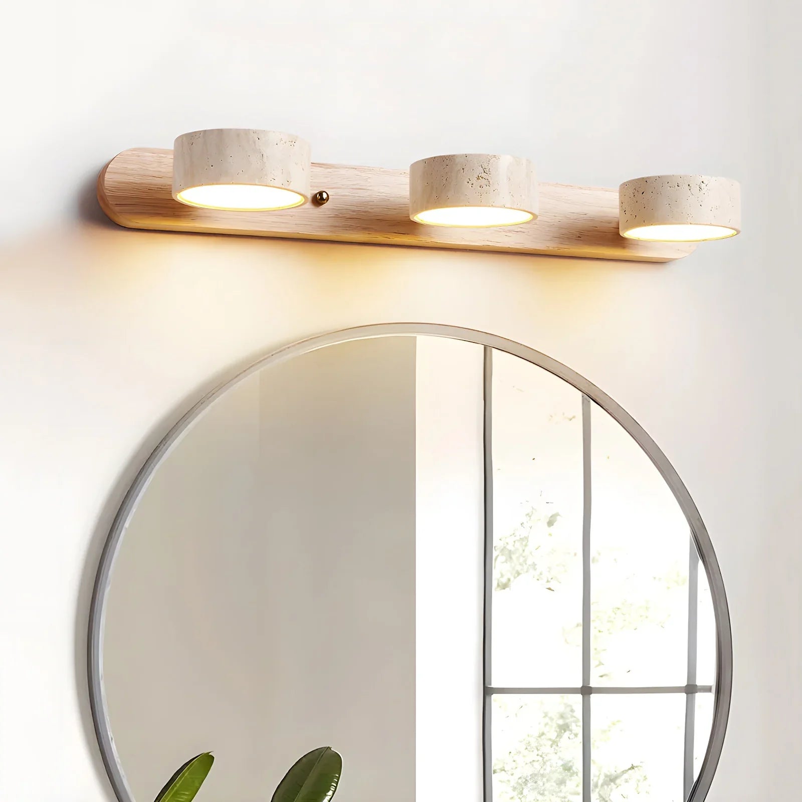 Travertine Duo Wood Wall Light