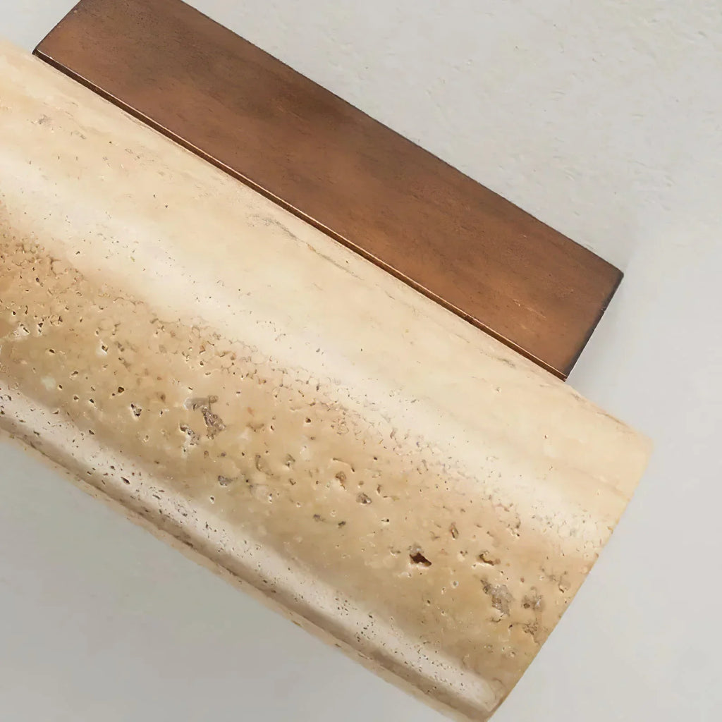 Travertine Square Round Column Wall Lamp
