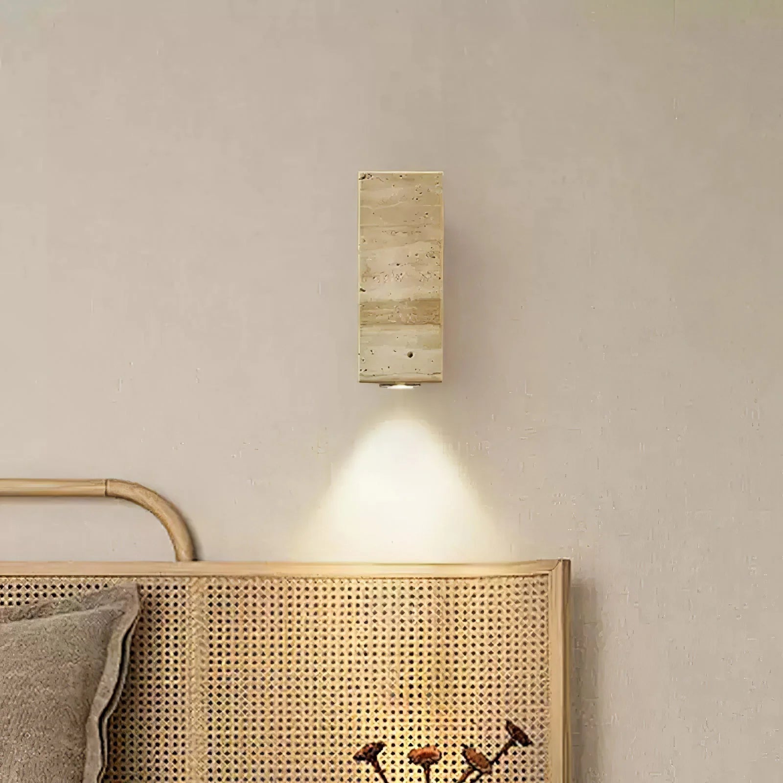 Travertine Square Round Column Wall Lamp