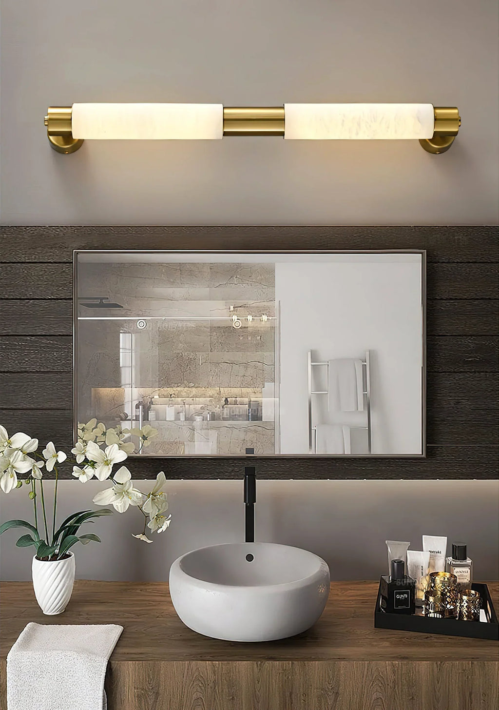 Tube Alabaster Cylinder Wall Lamp