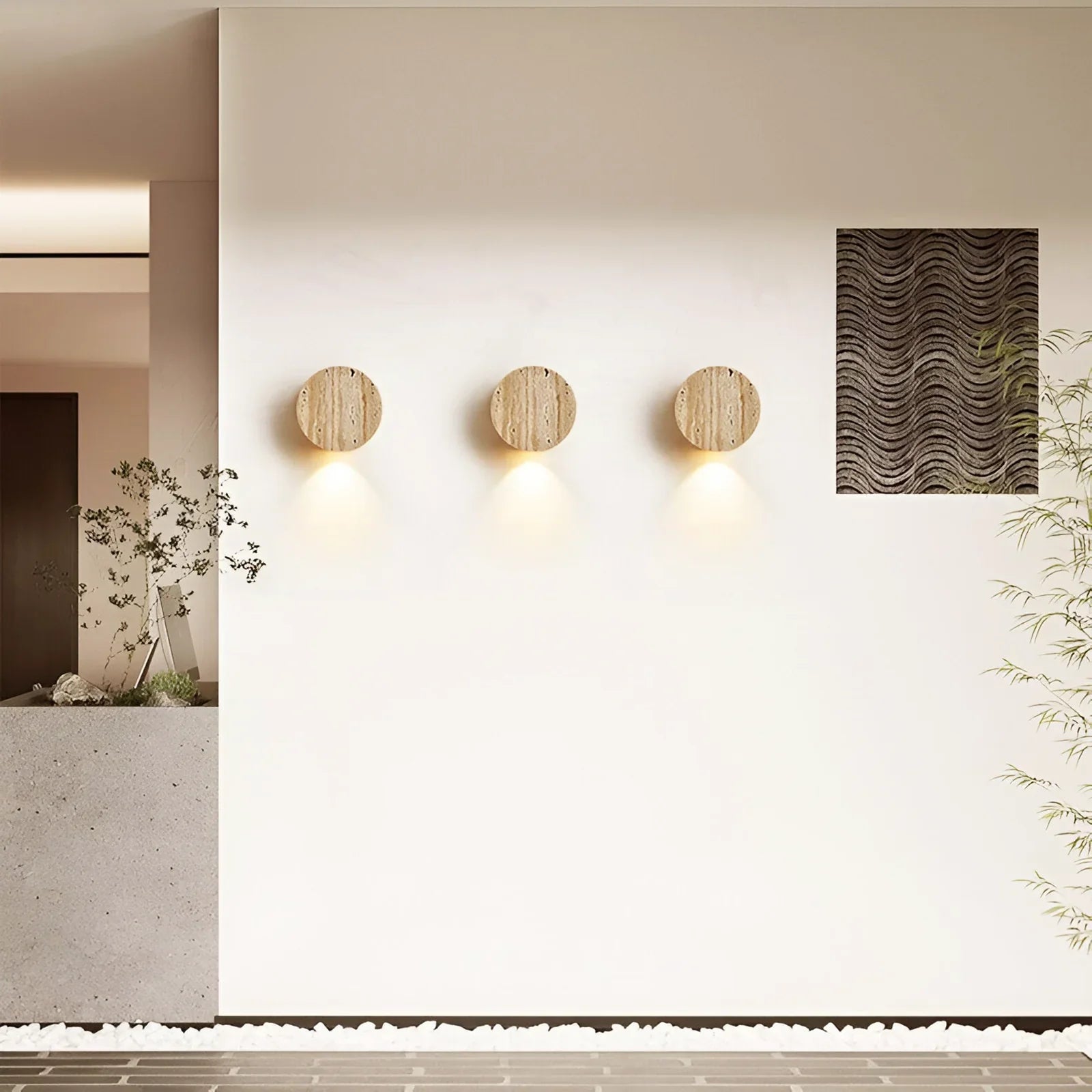 Vintage Round Travertine Wall Lamp