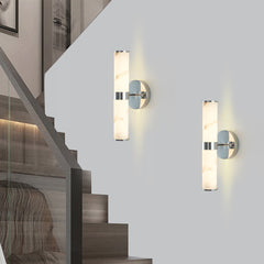 Modern Marble Wall Sconces Set of 2 - Chrome & Resin LED