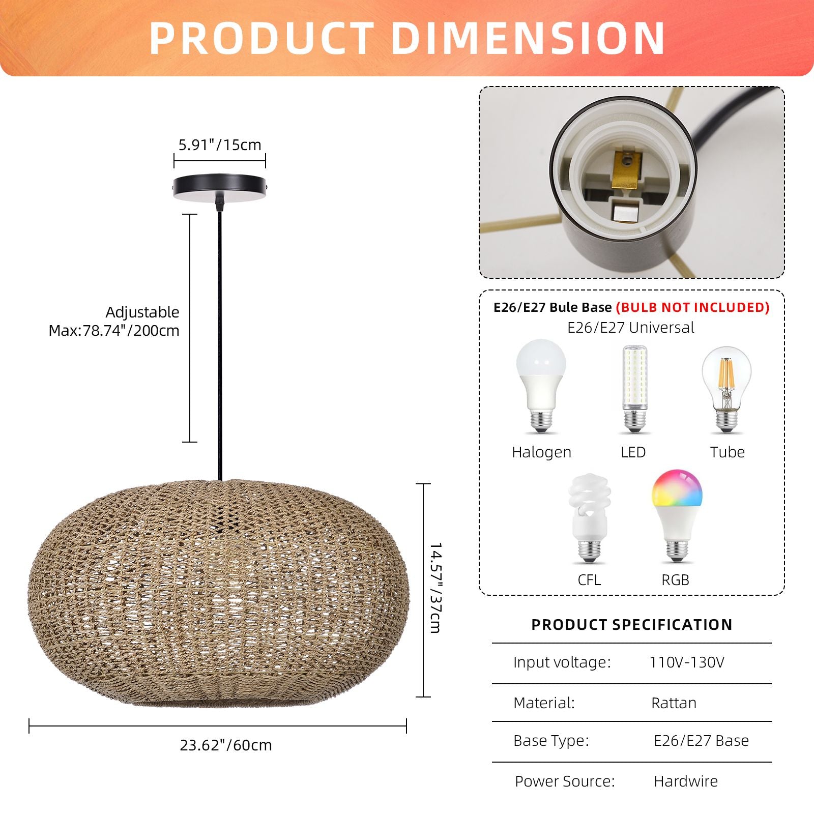 Vintage straw pendant light