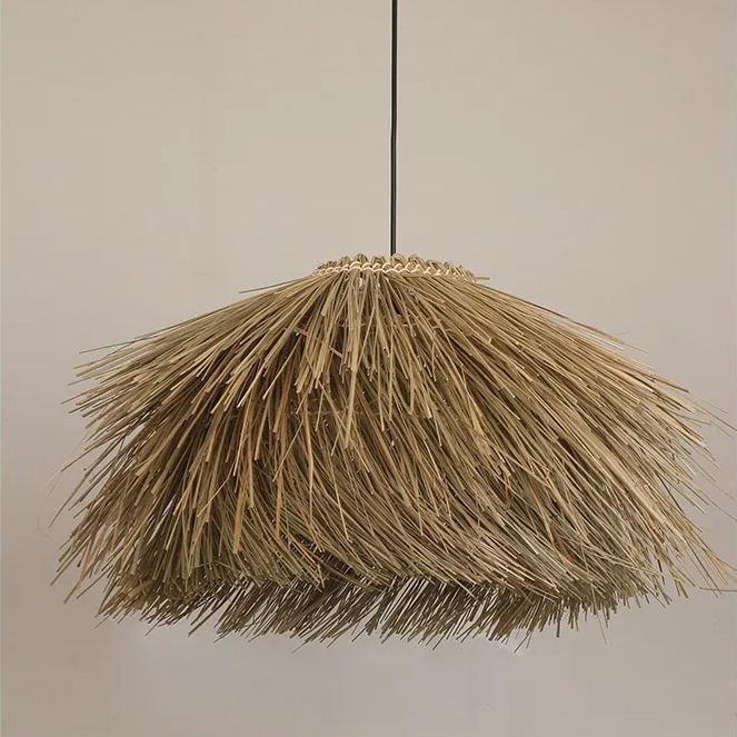 Japanese Style Vintage Grass Light Chandelier Rattan Pendant Light