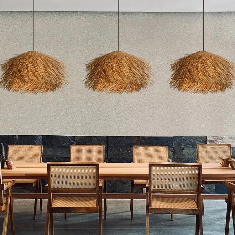 Japanese Style Vintage Grass Light Chandelier Rattan Pendant Light