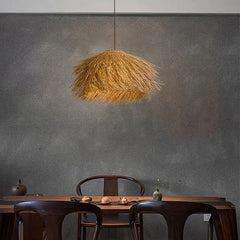 Japanese Wabi-Sabi Rattan Living Room Chandelier Retro Straw Lamp